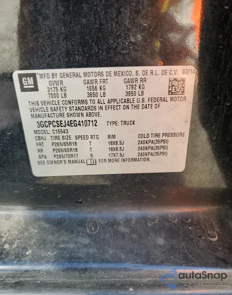 2014 Chevrolet Silverado C1500 Ltz from USA, damaged, VIN 3GCPCSEJ4EG410712